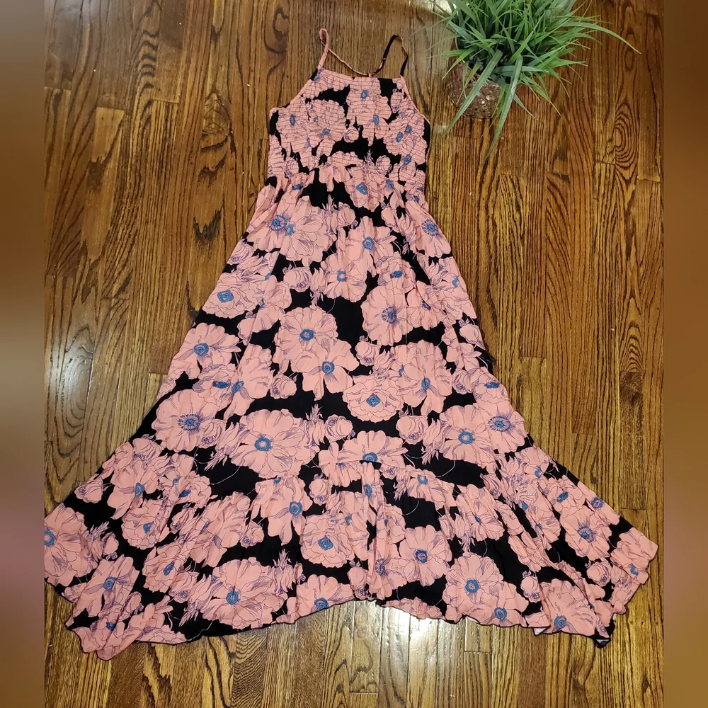 Free People Pink Floral Halter Maxi Dress
